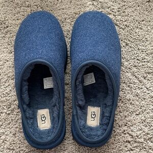 UGG Kids Navy Blue Plush Slip-On Slippers